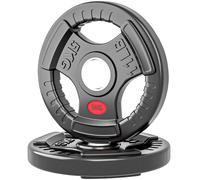 SPORTNOW Disques de Poids en Plastique 10 kg, Plaques de Poids 2 x 5 kg, 3 Poignées, Trous de Ø 50 mm, Noir