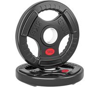 SPORTNOW Disques de Poids en Plastique 10 kg, Plaques de Poids 2 x 5 kg, 3 Poignées, Trous de Ø 50 mm, Disques d'Haltères pour Entraînement Haltérophilie Musculation, Noir