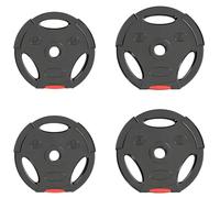 SPORTNOW Disques de Poids Plaques 3 Poignées Noir | 2 x 5 kg, 2 x 2,5 kg Trous de Ø 25 mm, Couverture en Polypropylène, Ensemble Plaques d'Haltères, Musculation, Fitness, Gym