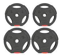 SPORTNOW Disques de Poids Plaques 3 Poignées Noir | 2 x 5 kg, 2 x 2,5 kg Trous de Ø 25 mm, Couverture en Polypropylène, Ensemble Plaques d'Haltères, Musculation, Fitness, Gym