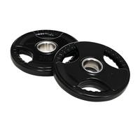 SPORTNOW Disques de poids, plaques de poids 2 x 5 kg, à trois poignées avec trous de Ø 50 mm, couverture en caoutchouc, ensemble plaques d'haltères, musculation, fitness, gym, noir