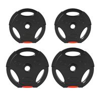 Disques de poids - SPORTNOW - 2 x 5 kg et 2 x 2,5 kg - trois poignées avec trous de Ø 25 mm - couverture en polypropylène - noir