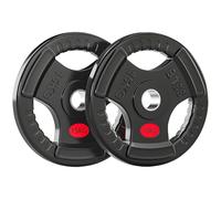 SPORTNOW Disques d'haltères olympiques, trou Ø50 mm, 2 disques d'haltères 15 kg avec anneau intérieur en acier et triple prise, pour haltères et barre, Home Fitness Training, Gym, noir