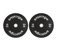 SPORTNOW Ensemble de 2 disques de poids 2x10 kg en caoutchouc, disques pour la salle de sport et la maison avec un trou de 5 cm pour haltères et barres, Noir
