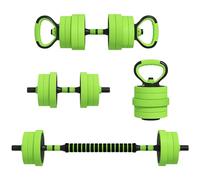 SPORTNOW Ensemble de poids de gymnastique 4-en-1 40kg Total plastique et sable, utilisable comme Kettlebells, Dumbbells, Barbells et Flexion Stand, Vert