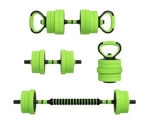 SPORTNOW Ensemble de poids de gymnastique 4-en-1 40kg Total plastique et sable, utilisable comme Kettlebells, Dumbbells, Barbells et Flexion Stand, Vert