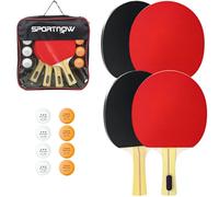 SPORTNOW Ensemble de raquettes de tennis de table avec 4 raquettes de tennis de table, 8 balles de tennis de table et sac de transport - Pour l'intérieur et l'extérieur
