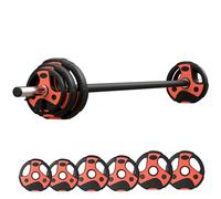 Kit pump 20 Kg - barre et poids de musculation 1,40 m 27 mm - sets de barre de musculation - noir rouge Noir G
