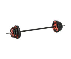 SPORTNOW Ensemble d'haltère 20 kg kit barre de musculation avec poignée antidérapante, poids réglable, Ø 27 x 140 cm noir