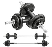 SPORTNOW Ensemble d'Haltères 2-en-1 20 kg Poids Réglables Noir