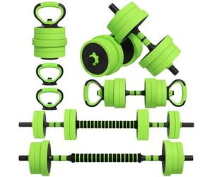 SPORTNOW Ensemble d'haltères 4 en 1 réglables, utilisés comme haltères, kettlebell, support push-up, ensemble de poids libres pour homme et femme, entraînement de gym à domicile, 20 kg, vert