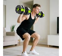 SPORTNOW Ensemble d'Haltères Ajustables 20 kg 4 en 1 comme Kettlebell Barre Haltères Support pour Flexions pour Gym Maison