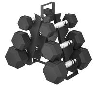 SPORTNOW Ensemble d'haltères avec support en métal avec poignée antidérapante, 2x2kg, 2x5kg, 2x8kg, Noir