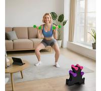 SPORTNOW Ensemble d'haltères hexagonale avec support d'haltères, pour la musculation, 2 x 1kg, 2 x 2kg, 2 x 3kg