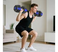 SPORTNOW Ensemble d'haltères musculation 4 en 1 haltère réglable 25 kg kettlebell, barre de musculation support pour pompes bleu