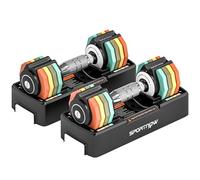 SPORTNOW Ensemble d'haltères réglables, 1-5 kg avec réglage rapide, compartiment de rangement, prise antidérapante, espace économique, ensemble d'haltères courtes, haltères, ensemble de poids pour la