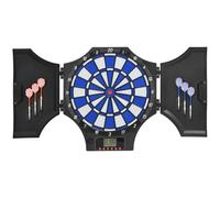 SPORTNOW Ensemble fléchettes élec. avec 31 Jeux, 285 programmes, Armoire | 6 fléch. à pointe souple, 6 ptes. de rechange, indicateur score LCD, plateau fléch., fête, soirée jeux, cadeau