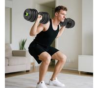 SPORTNOW Ensemble Haltère avec Poids 3 en 1 de 16 Disques et Poignée Antidérapante, 140x22x22 cm, Vert