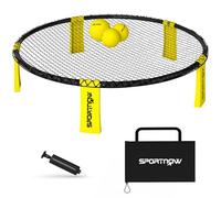 SPORTNOW Ensemble Jeu de Mini-Volleyball de Plage, kit de balles spiderball en Plein air avec Filet, 3 balles et Pompe, Portable avec Sac de Transport, pour Adulte et Enfant, Jaune