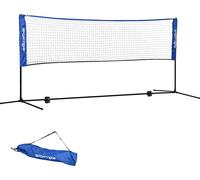 SPORTNOW Filet de badminton Filet de tennis pliable, 103/120/155H cm Réglable en hauteur Filet de badminton Indoor Outdoor, Filet de volley-ball avec sac de transport Métal Polyester Bleu