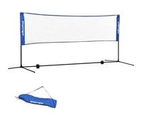 SPORTNOW Filet de Badminton, Filet Portable pour Volley-Ball, Pickleball et Tennis, Hauteur Ajustable de 107 à 155 cm, avec Sac de Transport, Cadre métallique, Noir, Bleu