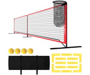 SPORTNOW Filet de pickleball Set portable 6,7 m Système de pickleball avec filet, set de marquage du terrain, ramasseur de balles, quatre balles et sac de transport pour l'extérieur, l'allée