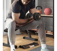 SPORTNOW Haltère Ajustable 4 en 1 20 kg Réglage Rapide du Poids avec Base de Rangement Poignée Antidérapante pour Salle de Sport à Domicile