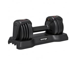 SPORTNOW Haltère réglable 11 kg 5-en-1, système de réglage rapide, verrou de sécurité, poignée antidérapante, support de rangement, idéal pour la musculation à domicile