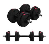 SPORTNOW Haltères 2 en 1 Réglables 15KG Poignées Antidérapantes Noir | Haltères Libres, Barres Incluses, Entraînement Musculaire & Haltérophilie