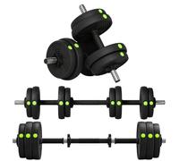 SPORTNOW Haltères 2 en 1 Réglables 15KG Poignées Antidérapantes Noir | Haltères Libres, Barres Incluses, Entraînement Musculaire & Haltérophilie