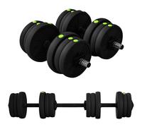 SPORTNOW Haltères 2 en 1 réglables, haltères libres avec poignées antidérapantes, 20 KG - Barres incluses - entraînement Musculaire & haltérophilie noir et vert