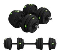 SPORTNOW Haltères 2 en 1 réglables, haltères libres avec poignées antidérapantes, 25 KG - Barres incluses - entraînement Musculaire & haltérophilie noir et vert