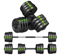 Haltères 2 en 1 réglables - SPORTNOW - avec poignées antidérapantes - 30KG - Barres incluses - entraînement Musculaire - noir, vert