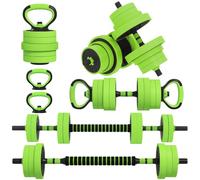 SPORTNOW Haltères réglables 4-en-1 Set Home Gym 40KG Vert | Utilisé comme kettlebell, support de pompes, poids libres, pour hommes et femmes