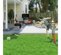 SPORTNOW Jeu de quilles finlandaises, jeu de plein air en bois de pin 12 quilles 1 bâton 1 boîte de transport effet bois naturel