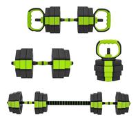 SPORTNOW Jeu d'haltères réglable, 4 en 1, 25kg, Jeu de poids utilisé comme Kettlebell, Barbell, Dumbbell ou Push-up Rack, Equipement pour hommes et femmes, Home Gym