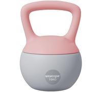 SPORTNOW Kettlebell 10 kg, Kettlebell doux avec remplissage de sable en métal et poignée antidérapante, pour l'entraînement de bodybuilding à domicile, fitness, rose et gris