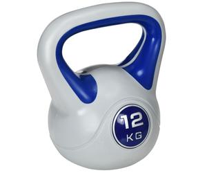 SPORTNOW Kettlebell 12 kg, haltère avec poignée ergonomique, haltère à boule, musculation, entraînement, 24 x 17 x 28 cm, bleu