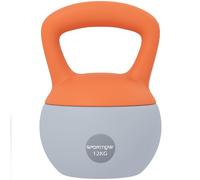 SPORTNOW Kettlebell 12 kg, Kettlebell souple avec remplissage de sable en métal et poignée antidérapante, pour l'entraînement de bodybuilding à domicile, fitness, orange et gris