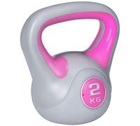 SPORTNOW Kettlebell 2kg avec poignée pour la maison, rose et gris