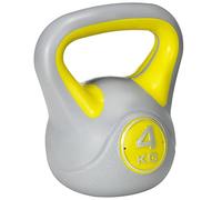 SPORTNOW Kettlebell 4 kg en PU et sable avec base plate et poignée pratique pour détails, squats et levages, 18 x 12 x 20 cm, jaune