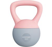 SPORTNOW Kettlebell 8 kg, Kettlebell doux avec remplissage de sable en métal et poignée antidérapante, pour l'entraînement de bodybuilding à domicile, fitness, rose et gris
