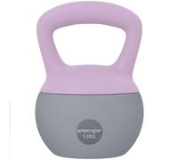SPORTNOW Kettlebell souple 12 kg avec poignée antidérapante pour la maison, la gym, l'haltérophilie et la musculation, violet et gris