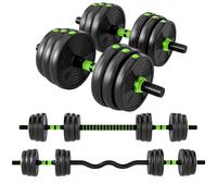 SPORTNOW Kit haltères musculation haltères réglables 20 kg 3 en 1, ensemble de poids réglable avec barre d'extension noir