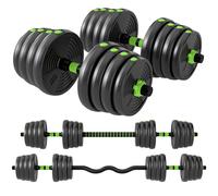 SPORTNOW Kit haltères musculation haltères réglables 30 kg 3 en 1, ensemble de poids réglable avec barre d'extension noir