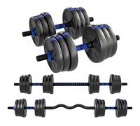 SPORTNOW Kit Haltères Musculation Réglables 25 kg 3 en 1 Bleu et Noir