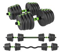 SPORTNOW Kit Haltères Musculation Réglables 30 kg 3 en 1 Vert et Noir