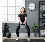 SPORTNOW Kugelhantel, Kettlebell, 12 kg, fond plat, grande prise, revêtement en plastique, bleu, 24 x 17 x 28 cm