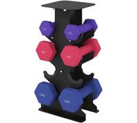 SPORTNOW Lot 3 haltères hexagonaux avec support, 2 x 1kg, 2 x 3kg, 2 x 5kg, poignées antidérapantes, fitness à domicile