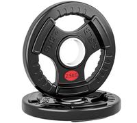 SPORTNOW Lot de 2 disques de poids de 2,5 kg avec trou de 5 cm, paire d'haltères avec 3 poignées pour l'entraînement à domicile et en salle de sport, acier avec revêtement en plastique, noir